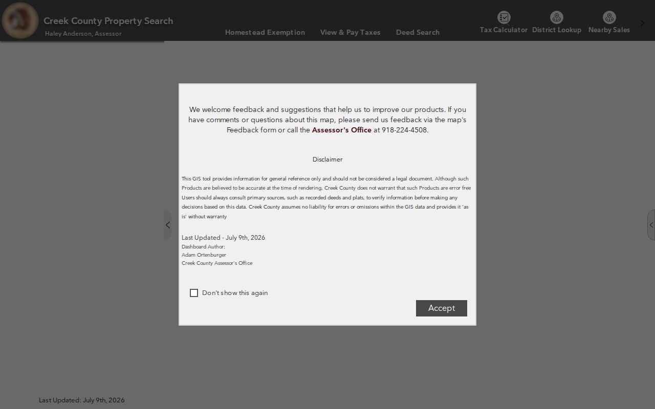 Sapulpa residents directory Creek County assessor property search fields