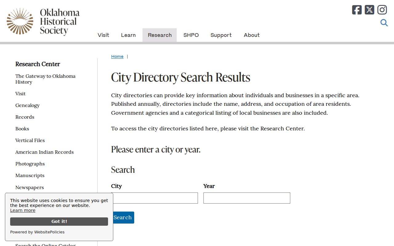 Sapulpa previous residents Oklahoma Historical Society city directory search
