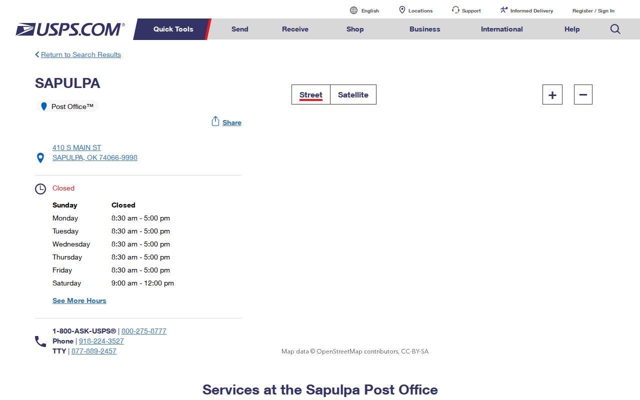 Sapulpa ZIP code directory Sapulpa Post Office details